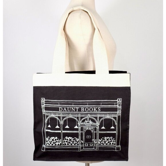 New Daunt Books London canvas tote bag black silver foil - Picture 1 of 6